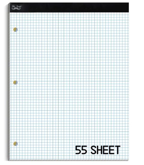 a photo of a bound stack of grid paper.