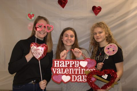 Smithville High School Valentine's Day booth with props