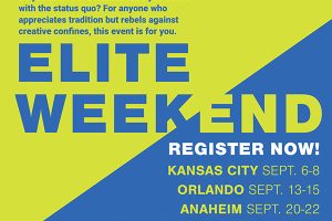 This graphic contains text that reads "Elite Weekend! Register Now!" This text also includes the dates to Elite Weekend 2024. You can find the dates within the blog text.